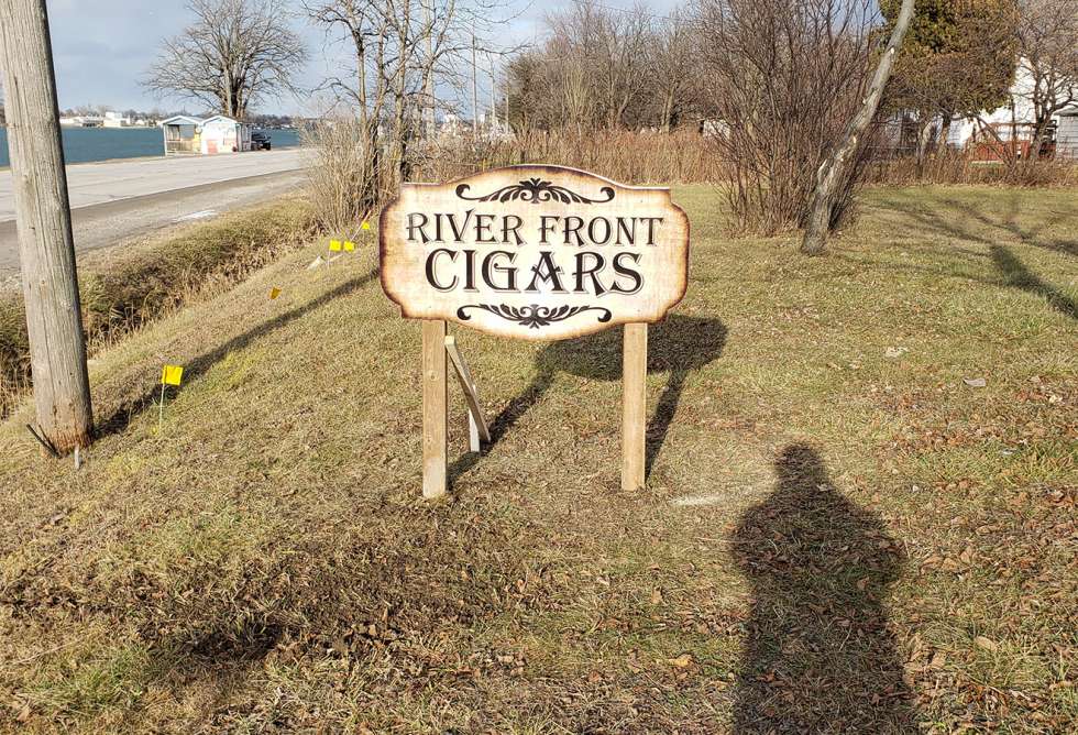 River Front Cigars Lawn Sign - Design and Install by Why Design