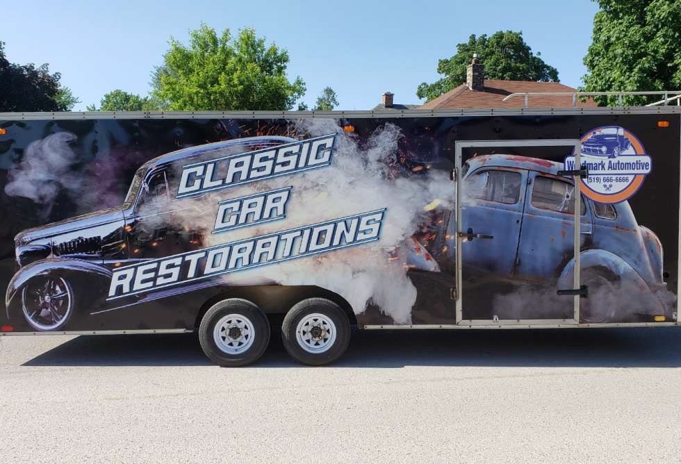 Weedmark Automotive Racing Trailer Design and Installation by Why Design - Side View